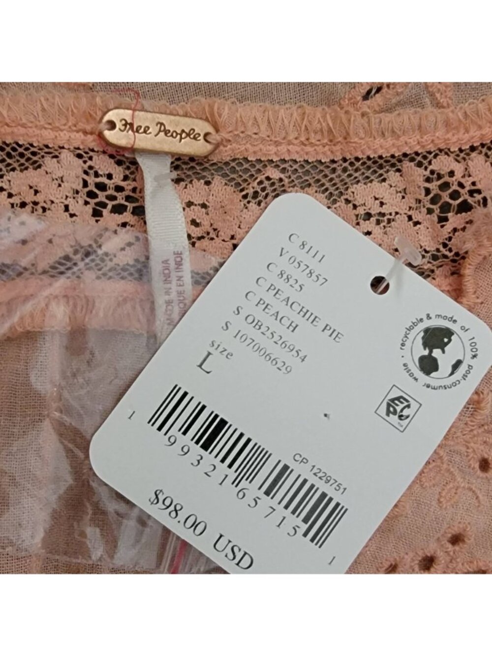 Free People Day Dreamer Top Boho Chic Feminine Vintage Embroidered Womens L - Picture 6 of 6